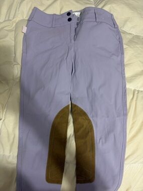 The Tailored Sportsman Lavender Riding Breeches with Brown Knee Patch